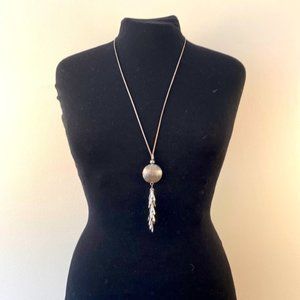 NECKLACE dangle pendant silver tone statement serpent chain